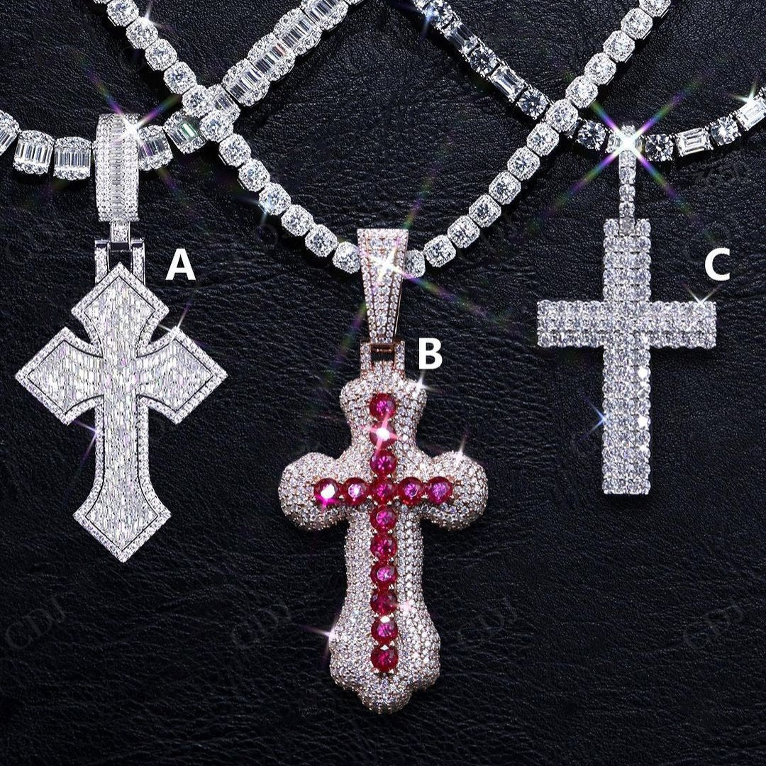 Hip Hop Iced Out Cross Pendant hip hop jewelry CustomDiamJewel   