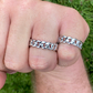 14K White Gold Wedding Band Cuban Link Ring  customdiamjewel   