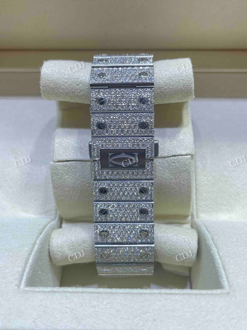 Cartier Santos Automatic Swiss Movement Moissanite Watch  customdiamjewel   