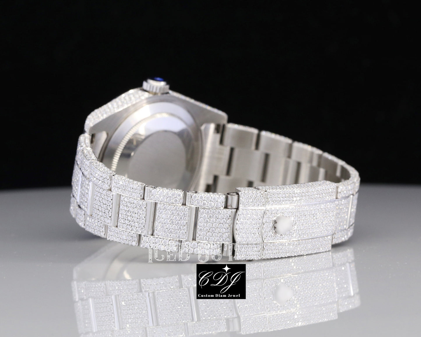 Custom Affordable hip hop diamond watch Stainless Steel White Gold Plated Streetwear Real Diamond Watch From Wholesale Natural Diamond Watch  customdiamjewel   