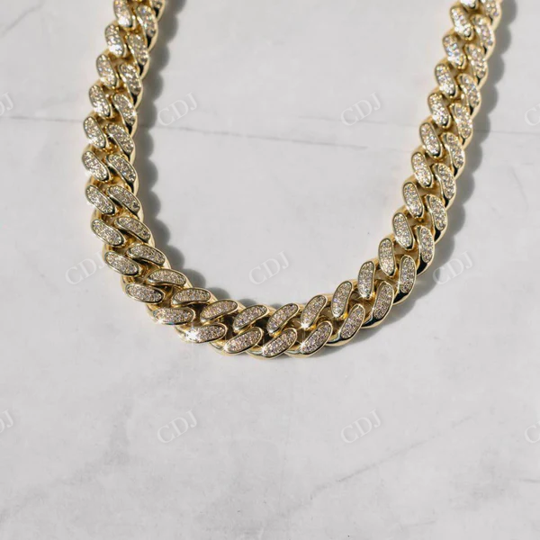 Iced Out Diamond Fashion Cuban Chain Necklace  customdiamjewel   