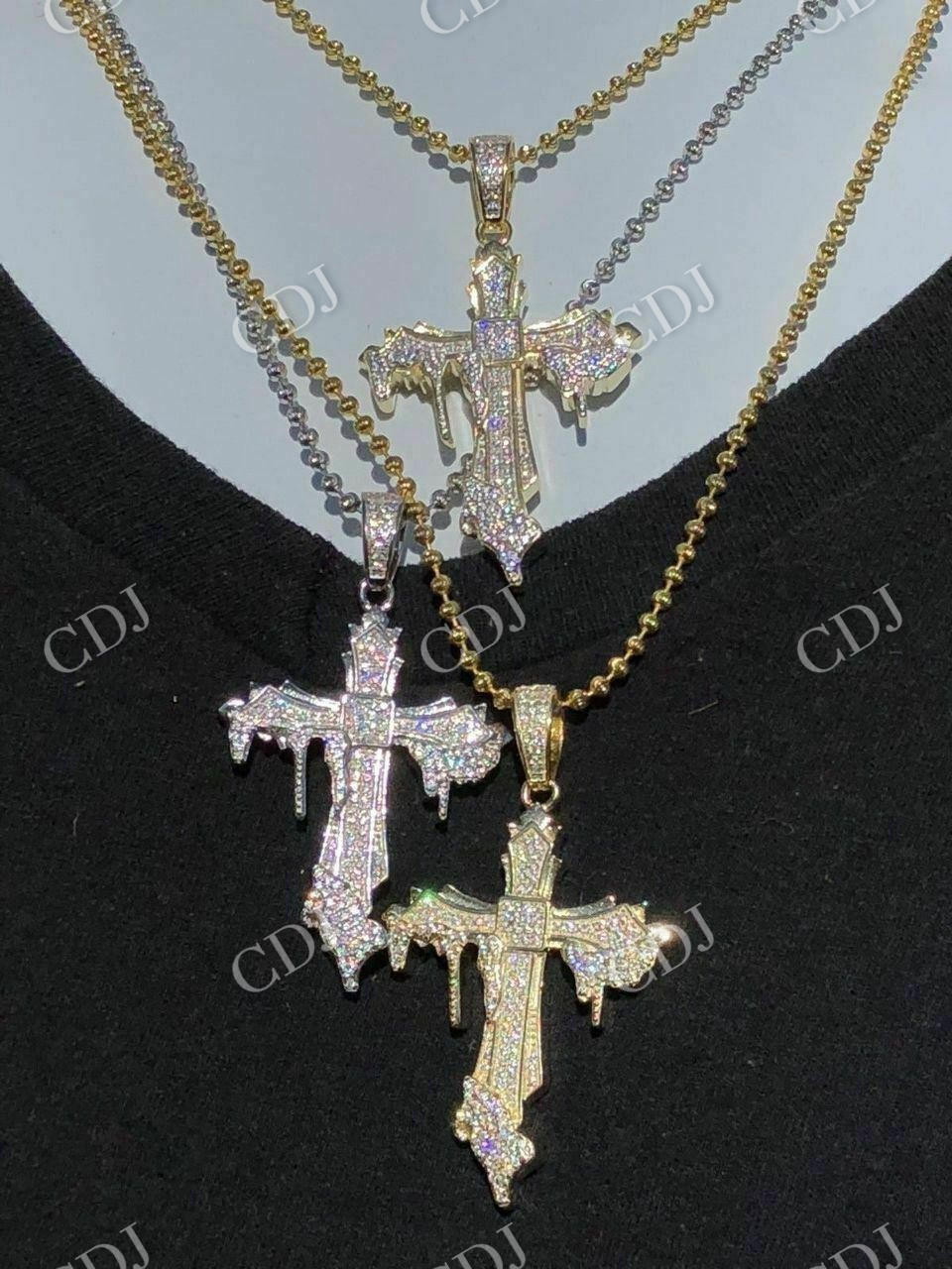 Moissanite Cross Mens Iced Pendant  customdiamjewel   