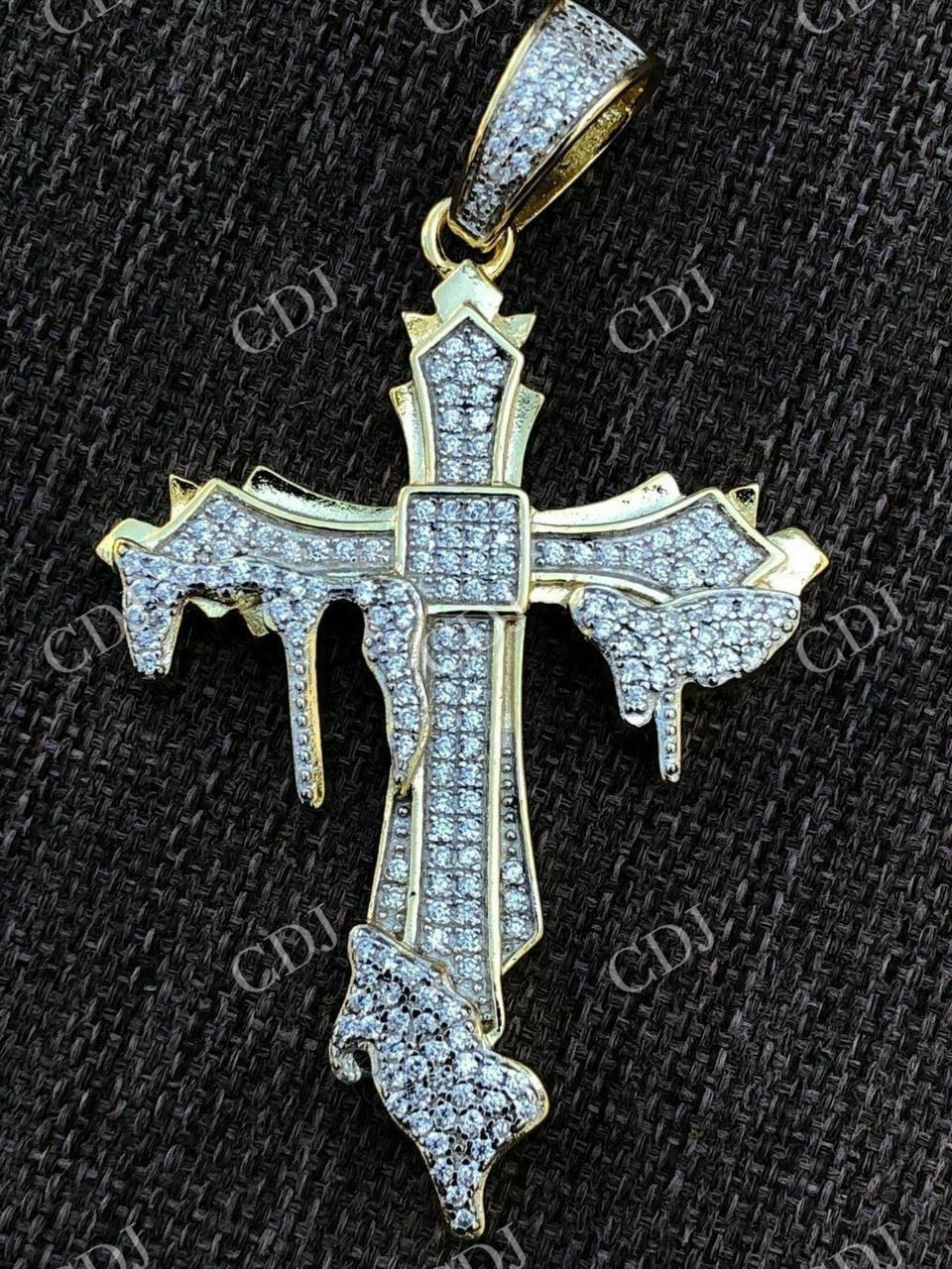 Moissanite Cross Mens Iced Pendant  customdiamjewel   