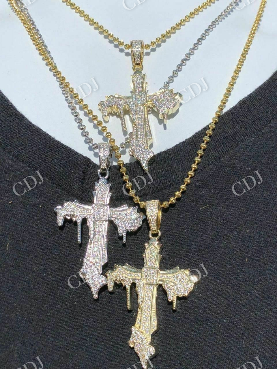 Moissanite Cross Mens Iced Pendant  customdiamjewel   