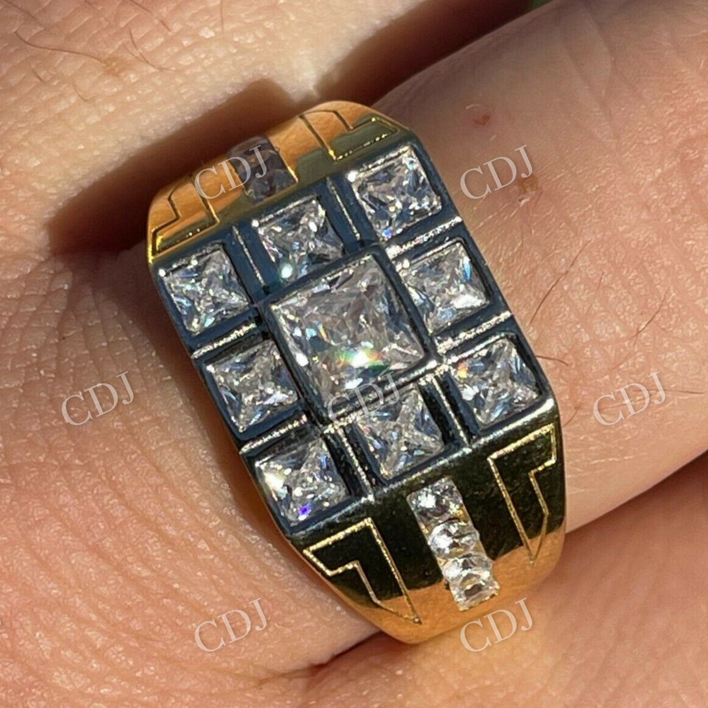 10k Gold Finish Iced Baguette Diamond Ring  customdiamjewel   