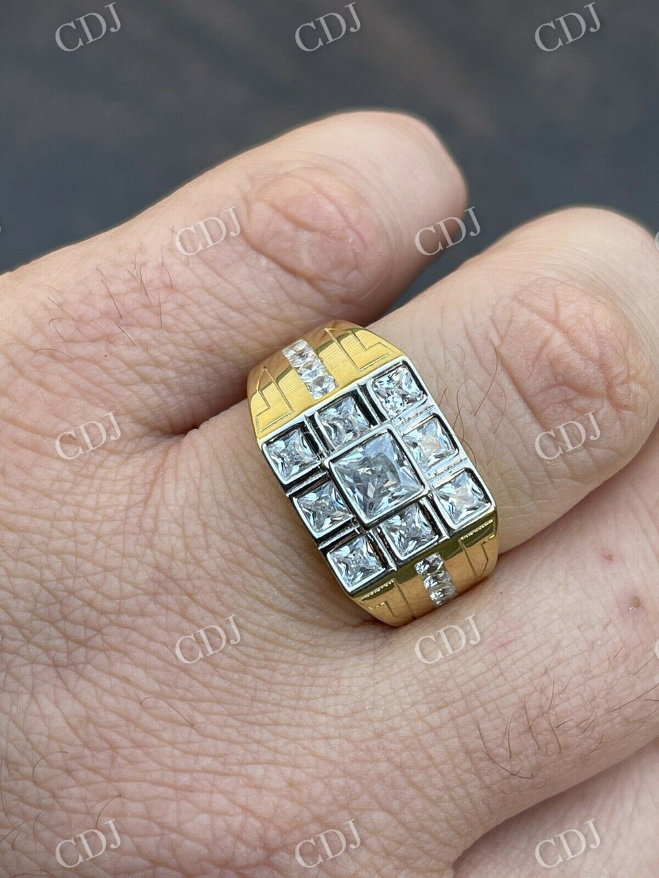 10k Gold Finish Iced Baguette Diamond Ring  customdiamjewel   