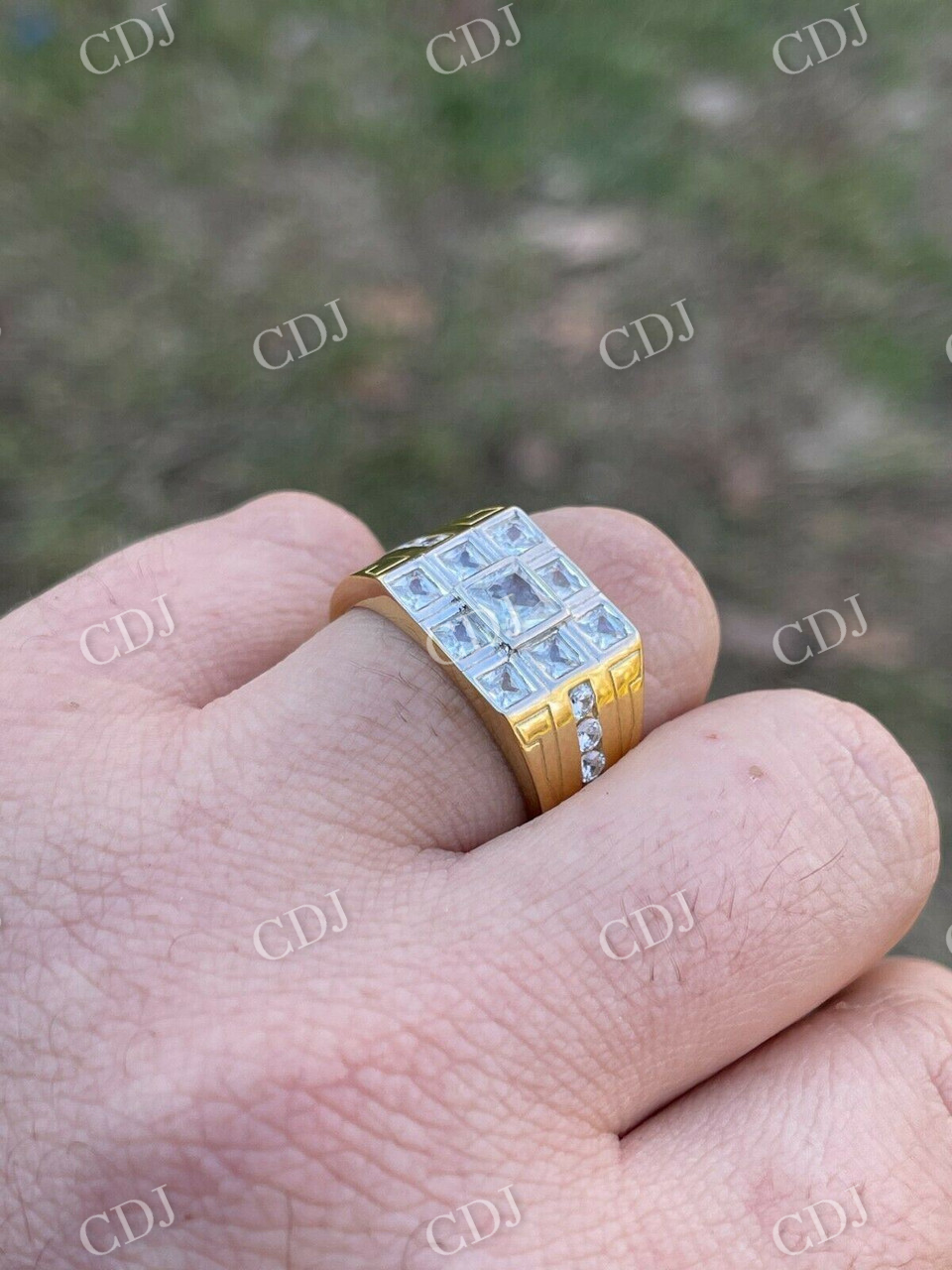 10k Gold Finish Iced Baguette Diamond Ring  customdiamjewel   