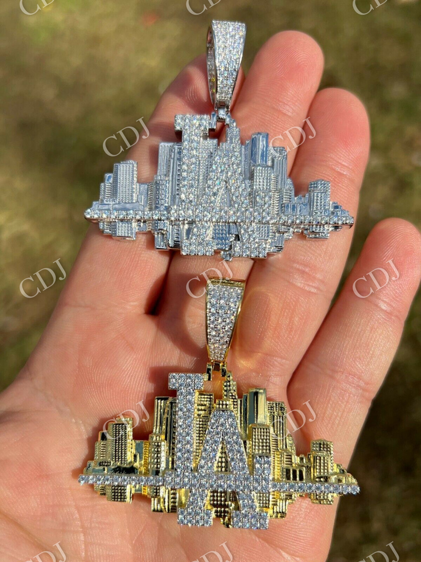 Hip Hop Los Angeles LA Skyline Diamond Pendant  customdiamjewel   