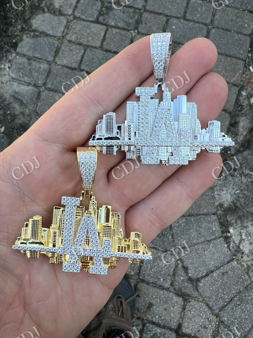 Hip Hop Los Angeles LA Skyline Diamond Pendant  customdiamjewel   