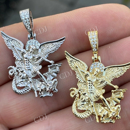 Saint Michael Archangel Diamond Hip Hop Pendant  customdiamjewel   