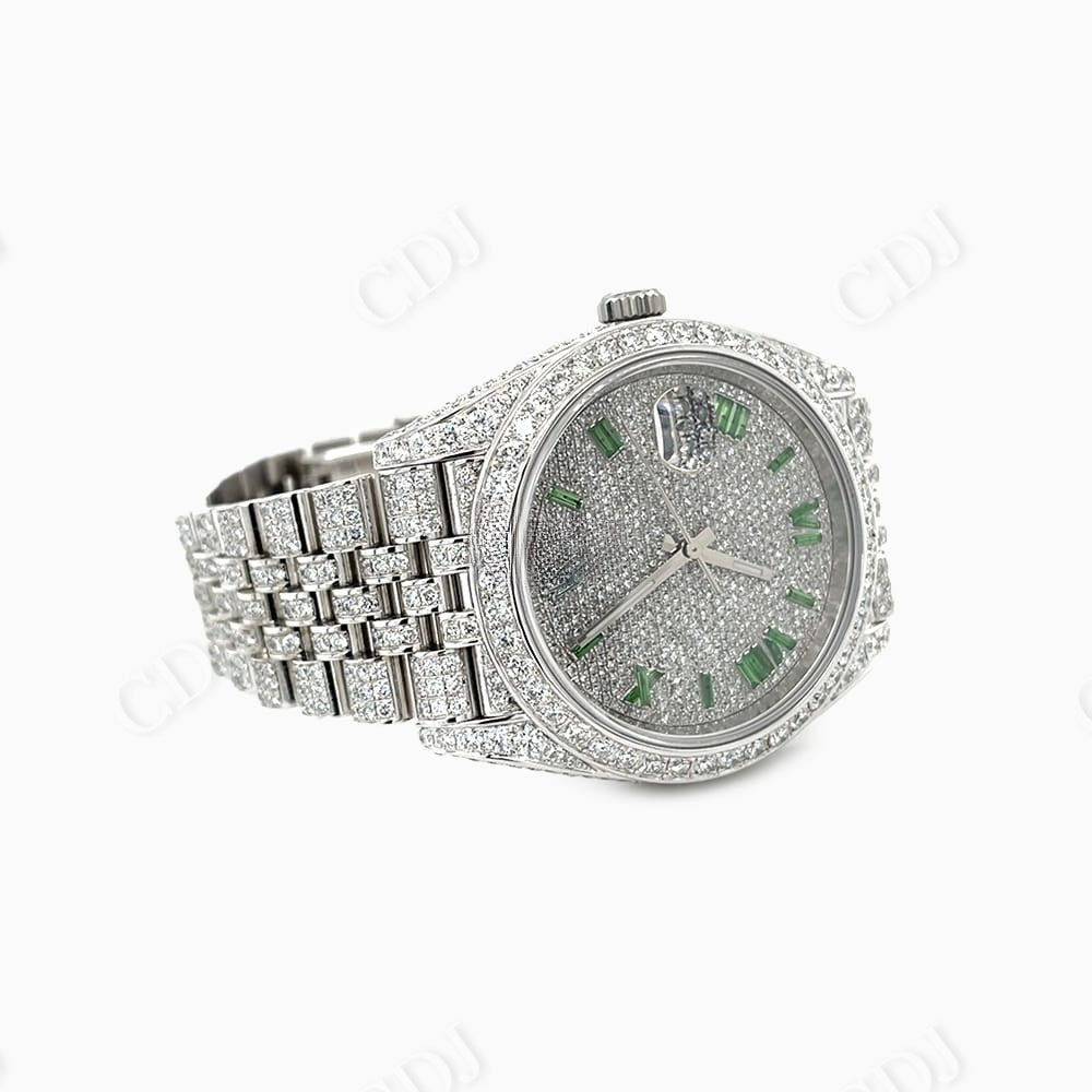 Rolex Datejust Green Numeral Dial Diamond Watch  customdiamjewel   