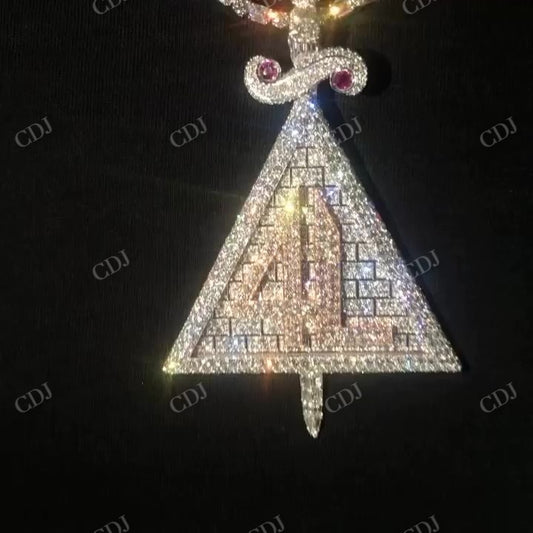 Triangle Yellow White Diamond Pendant hip hop jewelry CustomDiamJewel   