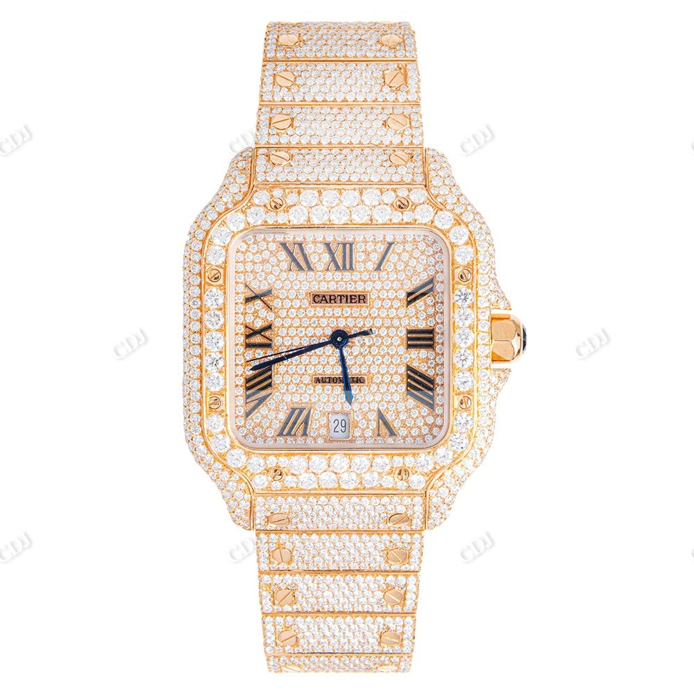 Cartier Iced Out Diamond Watch  customdiamjewel   