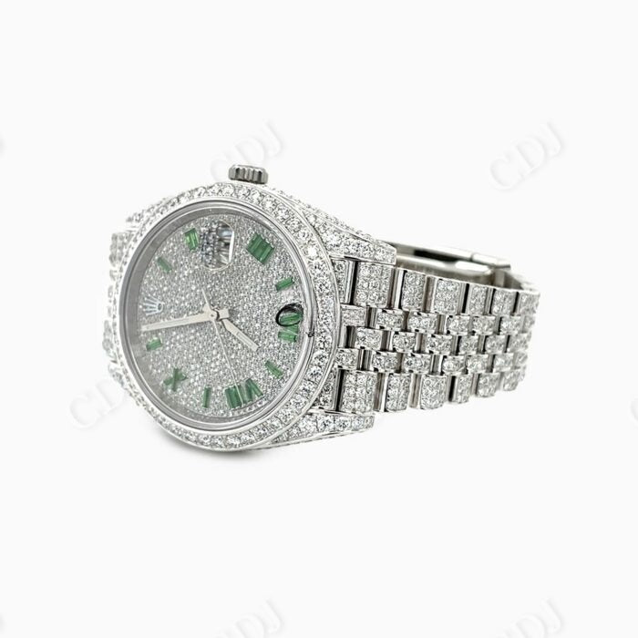 Rolex Datejust Green Numeral Dial Diamond Watch  customdiamjewel   