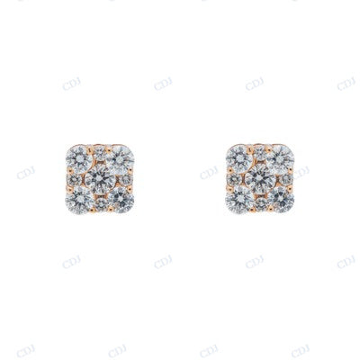 Squre Shape VVS Moissanite Diamond Rose Plated Earrinngs hip hop jewelry CustomDiamJewel