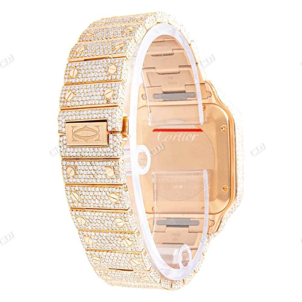 Cartier Iced Out Diamond Watch  customdiamjewel   