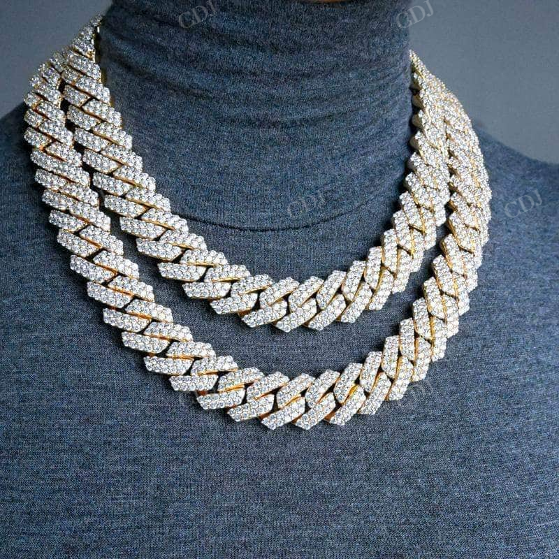 Round White Diamond 2 Row Hip Hop Cuban Chain  customdiamjewel   