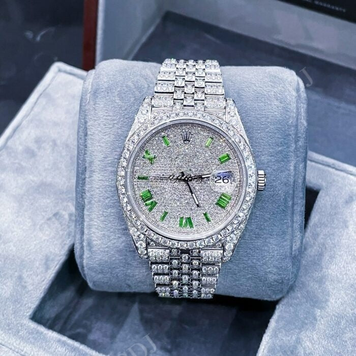 Rolex Datejust Green Numeral Dial Diamond Watch  customdiamjewel   