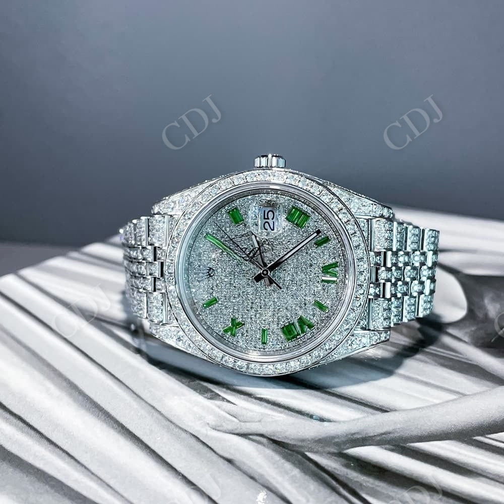 Rolex Datejust Green Numeral Dial Diamond Watch  customdiamjewel   