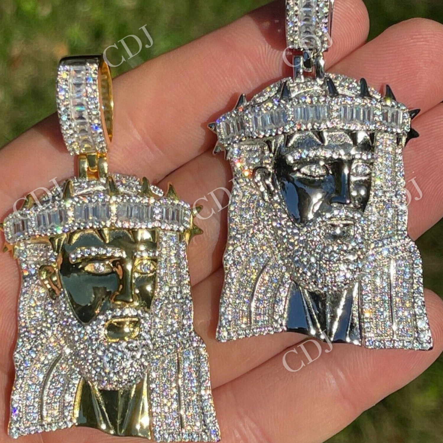 Jesus Piece Iced Hip Hop Baguette Diamond Pendant  customdiamjewel   