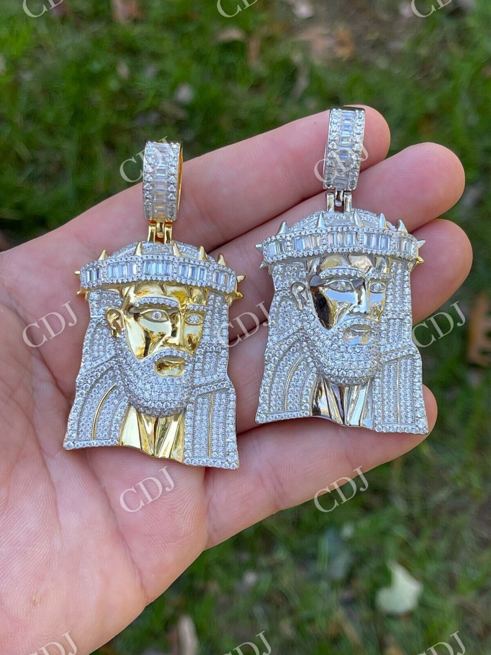 Jesus Piece Iced Hip Hop Baguette Diamond Pendant  customdiamjewel   