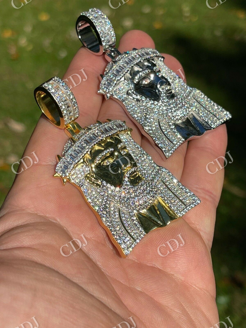 Jesus Piece Iced Hip Hop Baguette Diamond Pendant  customdiamjewel   