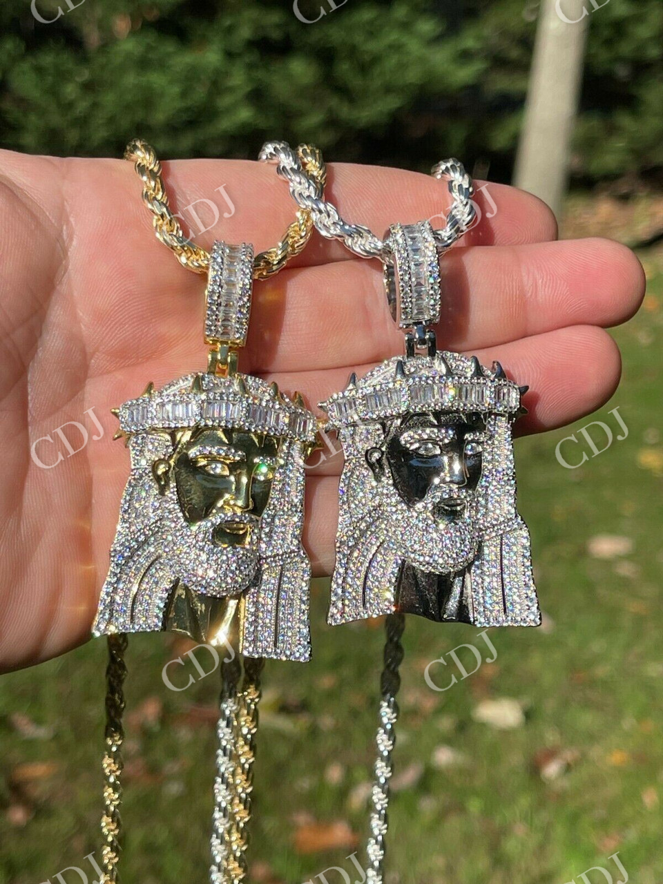 Jesus Piece Iced Hip Hop Baguette Diamond Pendant  customdiamjewel   