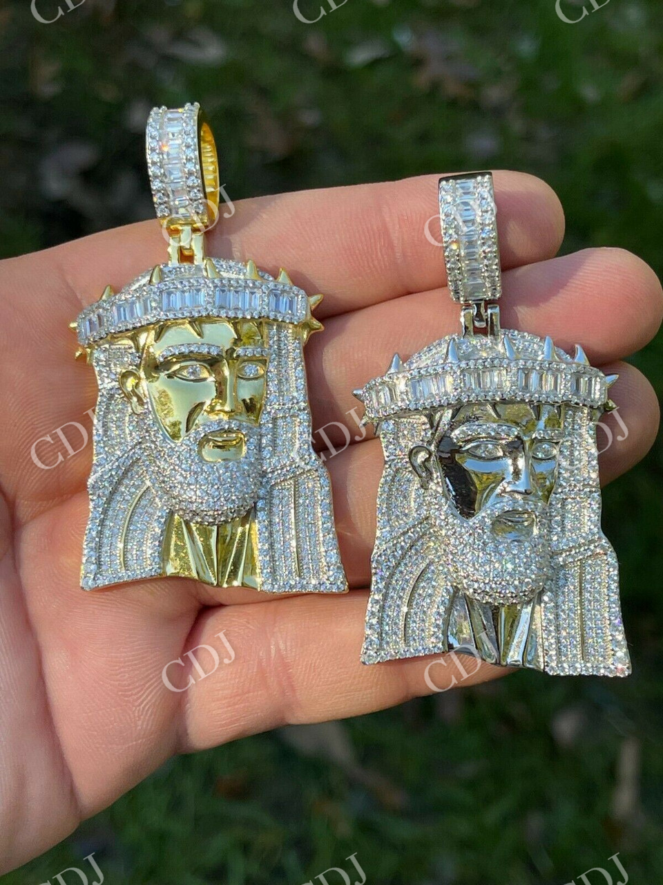 Jesus Piece Iced Hip Hop Baguette Diamond Pendant  customdiamjewel   