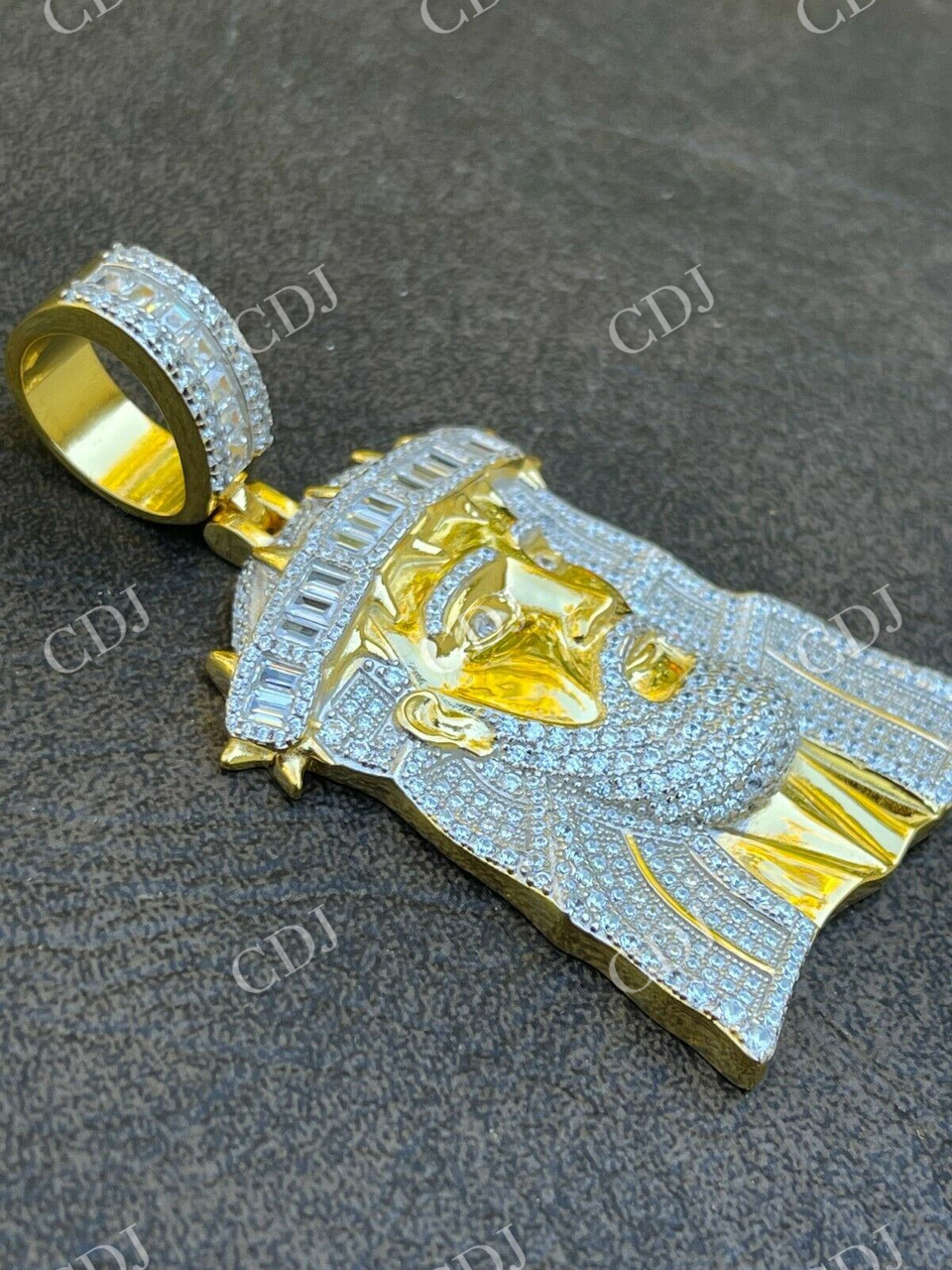 Jesus Piece Iced Hip Hop Baguette Diamond Pendant  customdiamjewel   