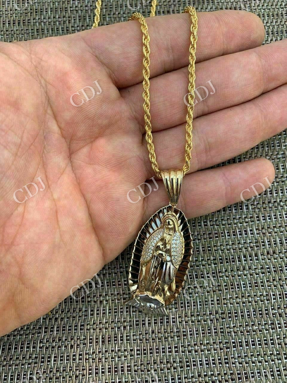 Virgin Mary Guadalupe Moissanite Pendant  customdiamjewel   