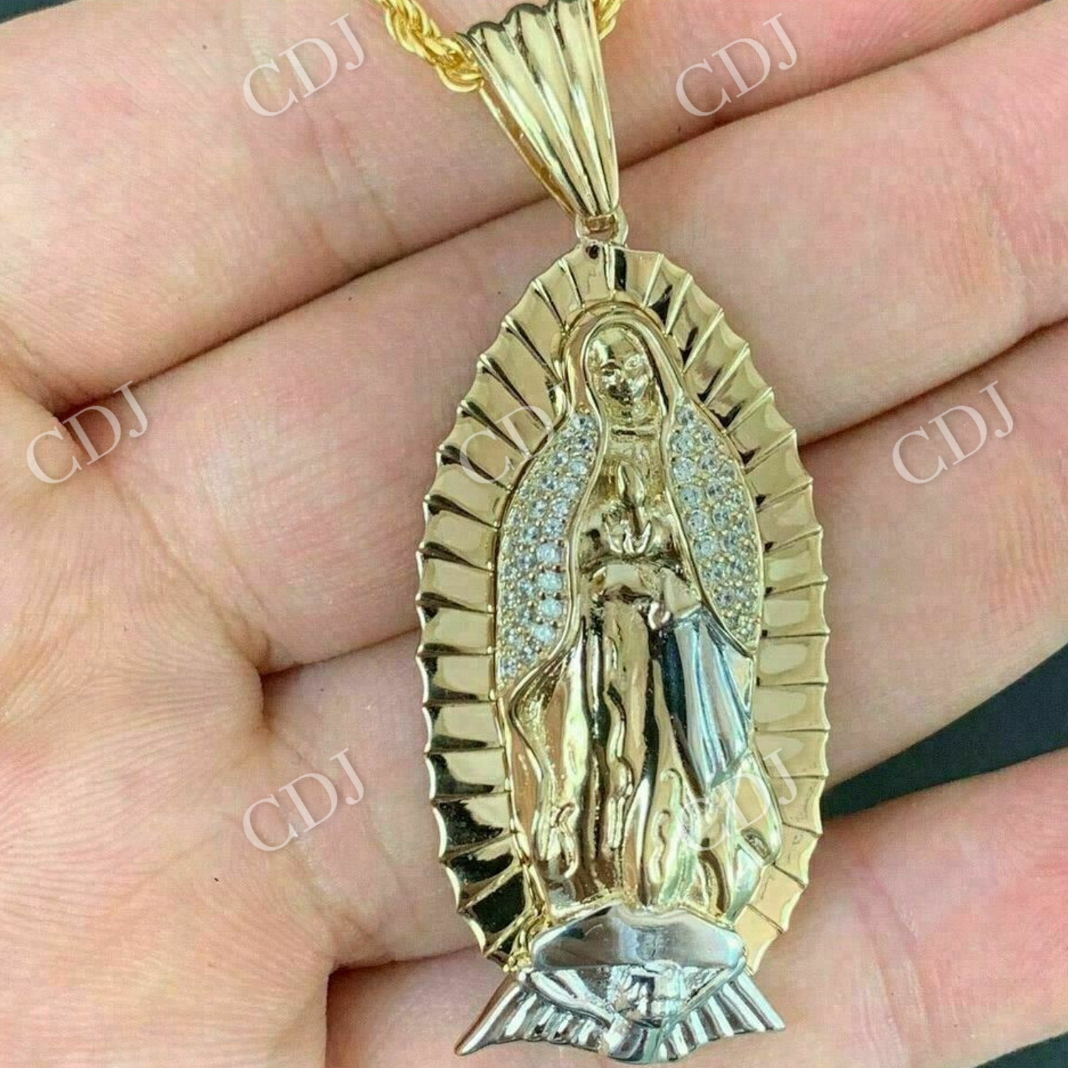 Virgin Mary Guadalupe Moissanite Pendant  customdiamjewel   