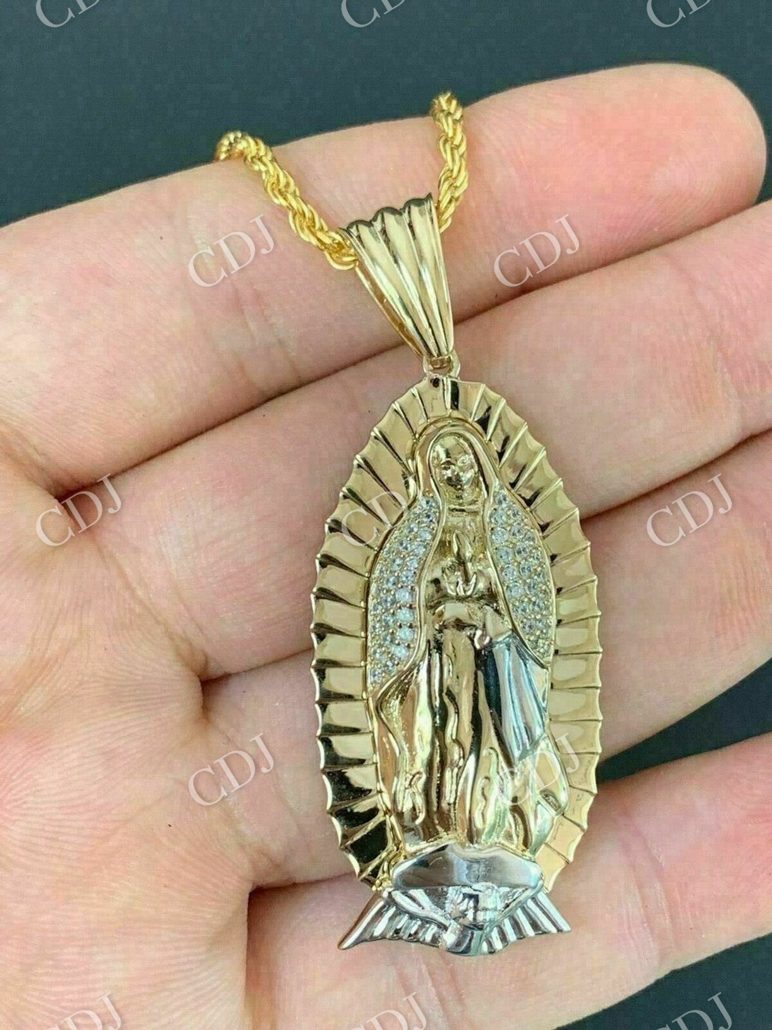 Virgin Mary Guadalupe Moissanite Pendant  customdiamjewel   