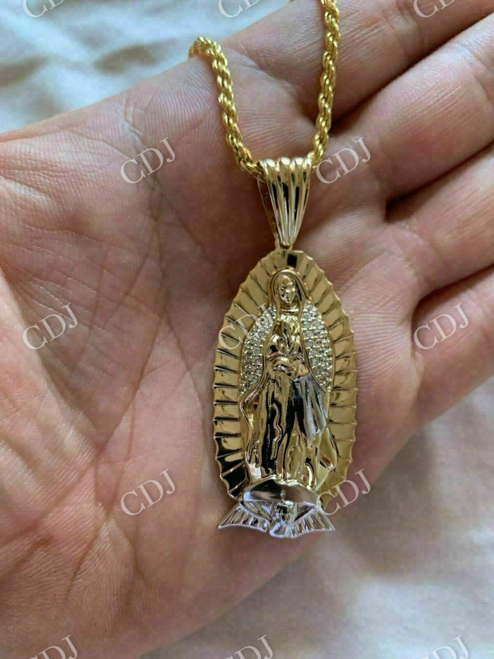 Virgin Mary Guadalupe Moissanite Pendant  customdiamjewel   