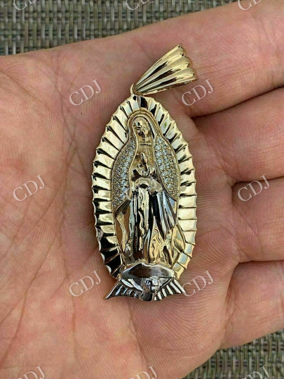 Virgin Mary Guadalupe Moissanite Pendant  customdiamjewel   