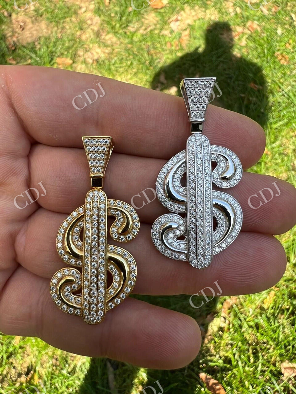 Moissanite Bling Iced Dollar $ Sign Money Hip Hop Pendant  customdiamjewel   