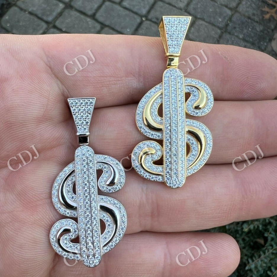 Moissanite Bling Iced Dollar $ Sign Money Hip Hop Pendant  customdiamjewel   