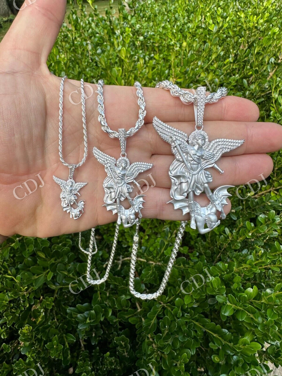 Moissanite Saint St Michael Slaying Dragon Pendant  customdiamjewel   