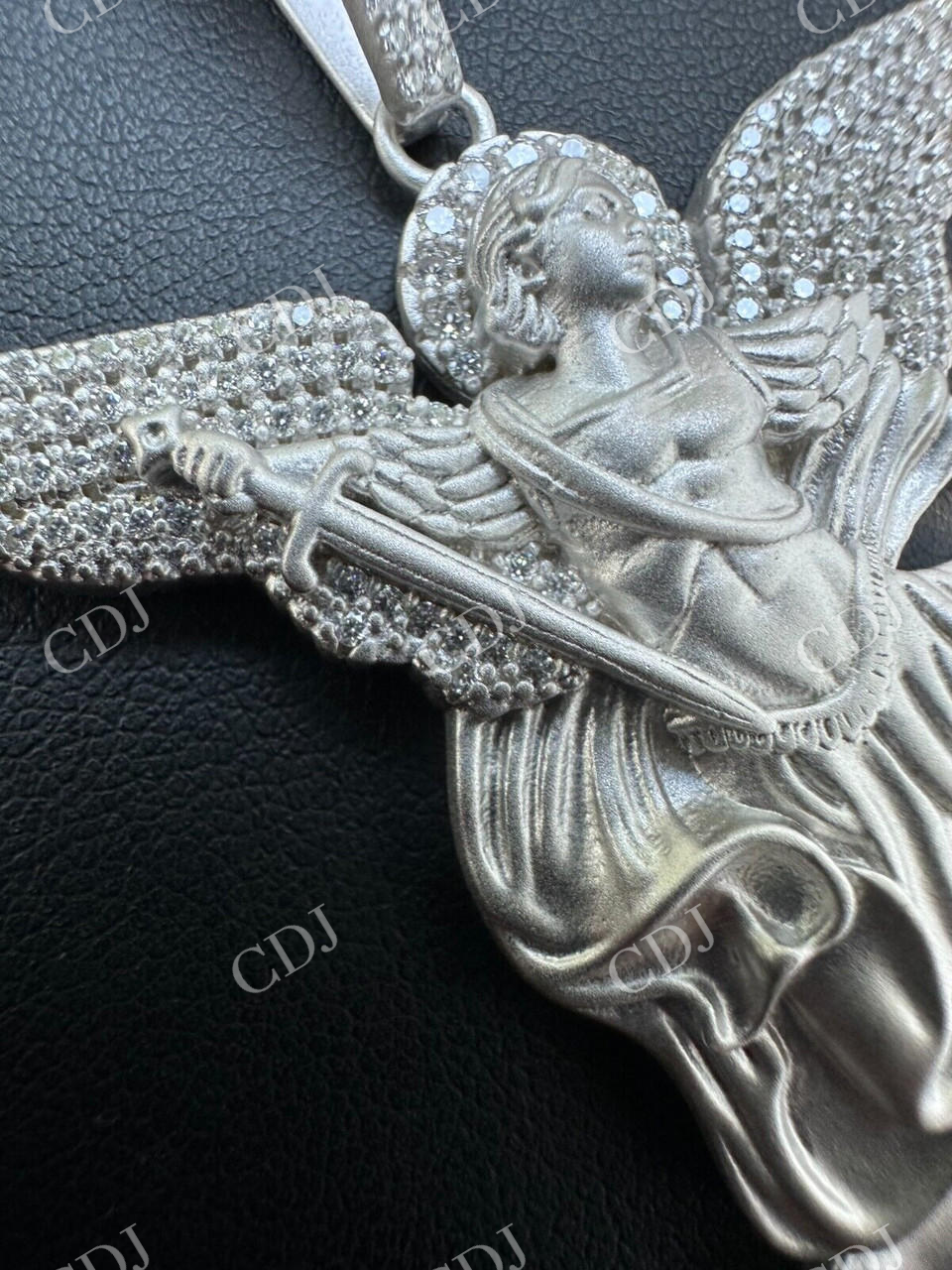 Moissanite Saint St Michael Slaying Dragon Pendant  customdiamjewel   