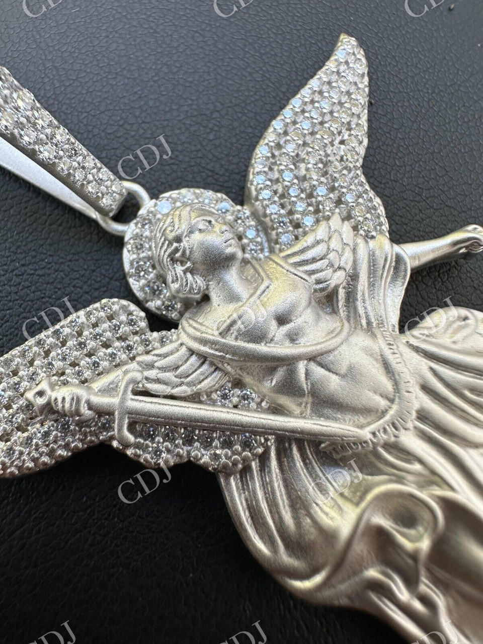 Moissanite Saint St Michael Slaying Dragon Pendant  customdiamjewel   