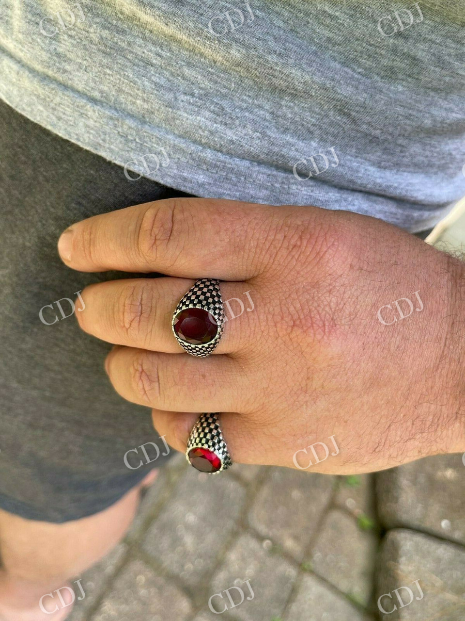 Ruby Red Stone Ring Pinky Signet Ring  customdiamjewel   