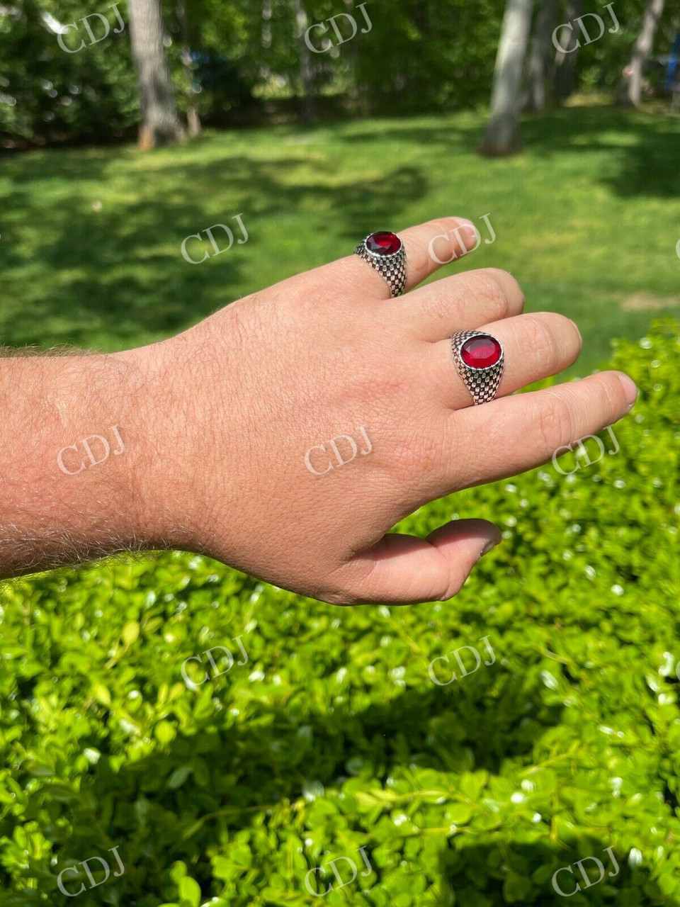 Ruby Red Stone Ring Pinky Signet Ring  customdiamjewel   