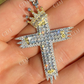 Men’s Cross W. Crown Baguette Diamond Pendant  customdiamjewel   