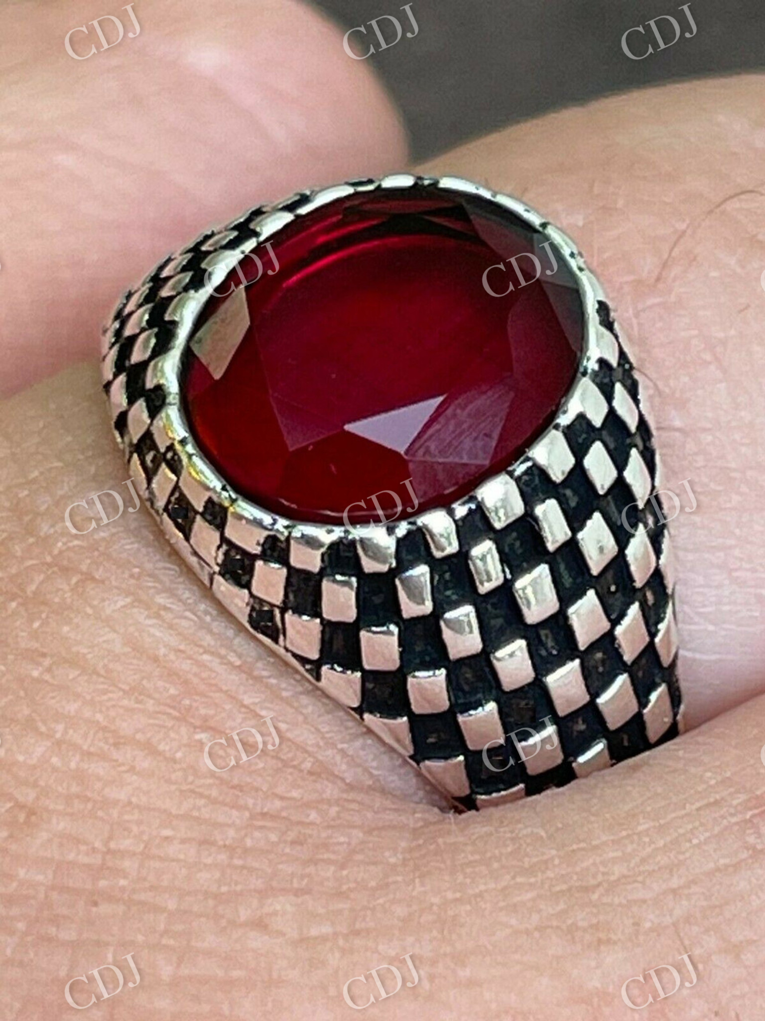 Ruby Red Stone Ring Pinky Signet Ring  customdiamjewel   