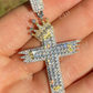 Men’s Cross W. Crown Baguette Diamond Pendant  customdiamjewel   