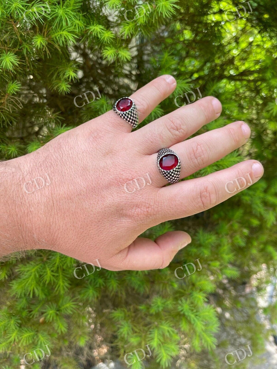 Ruby Red Stone Ring Pinky Signet Ring  customdiamjewel   