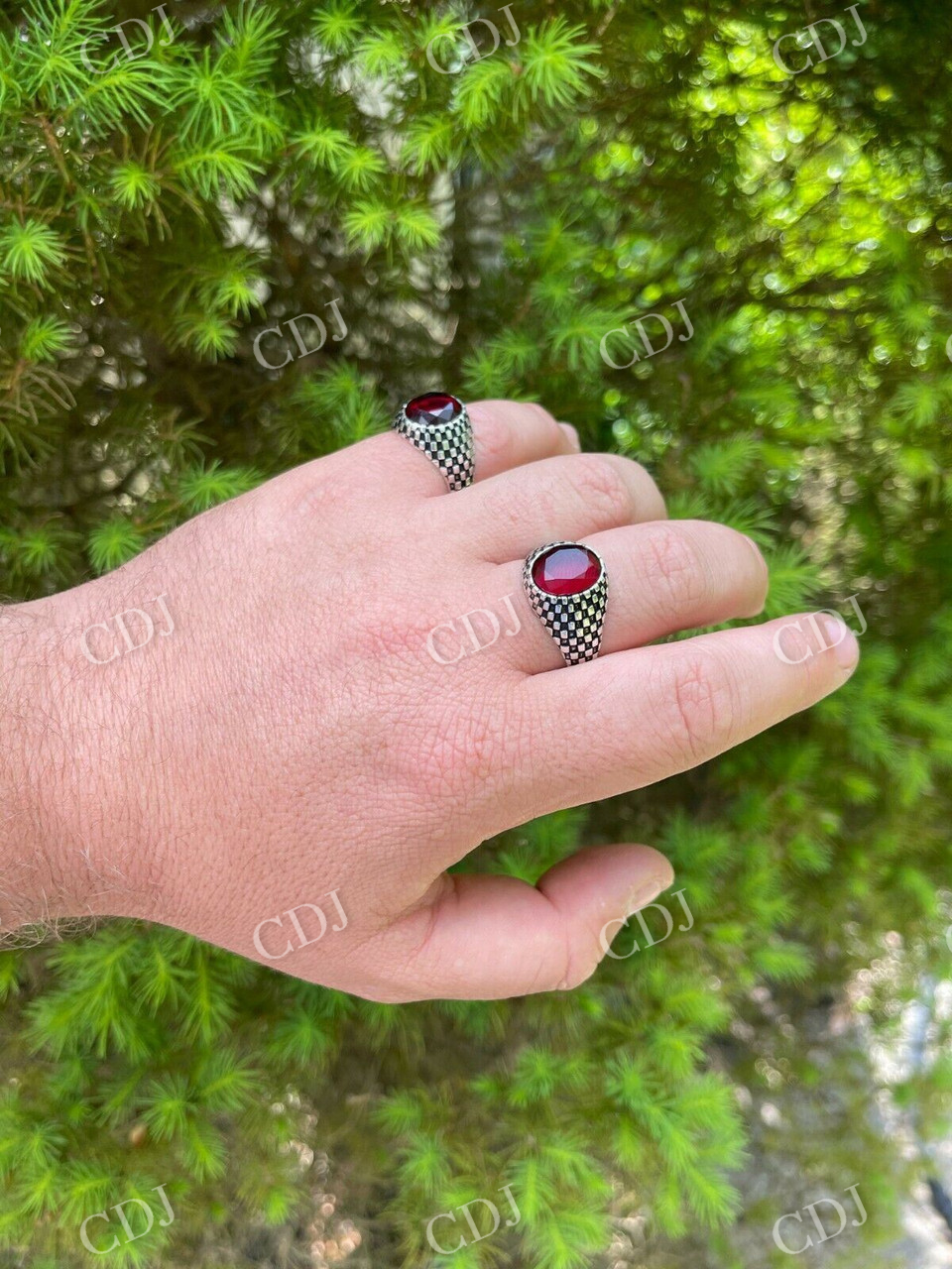 Ruby Red Stone Ring Pinky Signet Ring  customdiamjewel   