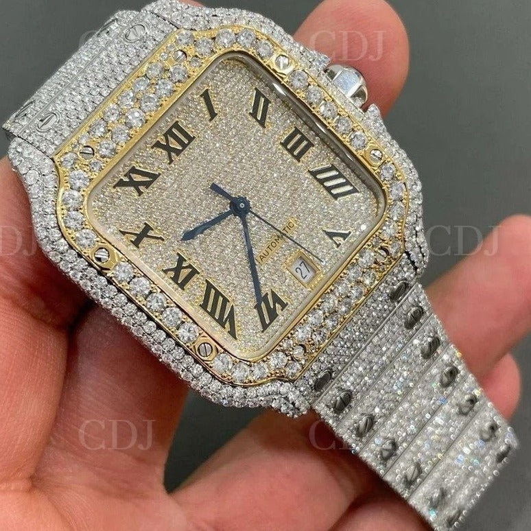 Luxury Brand Mens Iced Out Diamond Studded Moissanite Watch Buss Down Mechanical Hiphop Watch Moissanite Watch Pass Diamond Test  customdiamjewel   