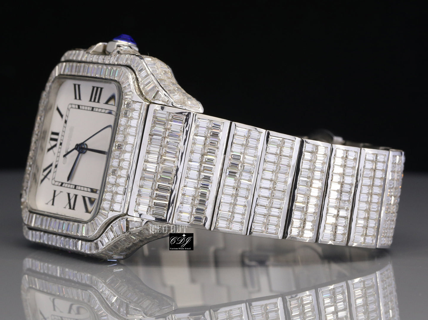 36CTW Iced Out Handset Baguette Moissanite Studded Diamond Watches  customdiamjewel   