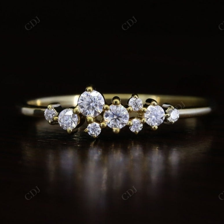 0.25CTW Cluster Round Cut Lab Grown Diamond Wedding Band  customdiamjewel 10KT Yellow Gold VVS-EF