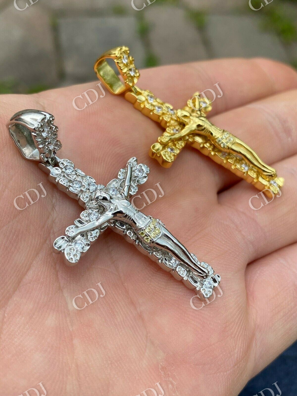 Mens Nugget Cross Jesus On Crucifix Diamond Pendant  customdiamjewel   